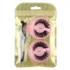 Nuevo 3D Mink Eyelashes Faux Mink Lashes 2 pares Kit de pestañas postizas redondas 100% libre de crueldad Natural Long Short Fake Eye Lash Brush con juego de pinzas para maquillaje