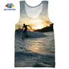 Sonspee 3D Print Surf Board Summer Beach Men's Sports Tank Tank Tops Casual Fitness Kulturystyka na siłownię kamizelka bez rękawów