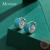 Modian Vintage Turquoise Elegant Earring Real 925 Sterling Silver Luxury Charm Hoop Earrings For Women Wedding Jewelry 220719