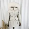 Winter Real Raccoon Fur Collar Down Parkas Women White Duck Coat Loose Hooded Jacket Female Windproof Warm Outwear1 Luci22
