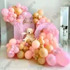 147pcs Macaron Pink Wedding 1 Birthday Party Arch Backdrop Baby Shower DIY Golden Welcome Decoration Event Balloon Garland Kits 220523