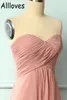 Dusty Pink Pleats Chiffon Long Bridesmaid Dresses Sweetheart Plus Size Floor Length Boho Beach Garden Wedding Guest Prom Party Gowns A Line Maid Of Honor Dress CL0516