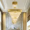 Pendant Lamps Gold Luxury Crystal Chandelier For Hotel Hall Ceilings Stair Living Room Hanging Light Decorative Modern Pendant Lamp Fixtures