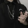 Chaînes Punk Croix Collier Pour Hommes Femmes Hiphop Trois Cercle Croix Chaîne Amitié Cadeaux Rock BijouxChaînes Sidn22