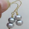 Hoop AAA Gray South Sea Pearl Dangle Earring Hook