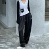 HOUZHOU Baggy Khaki Pant Vintage Oversized Harajuku High Waist Palazzo Trousers Casual Loose Wide Leg Female Korean 220325