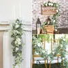 185cm Artificial Flowers Plants Fake Eucalyptus Garland Camellias Silk Rose Vine Decoration Faux Leaf Floral Hanging for Wedding 220526