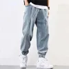 Men's Jeans Men's Cropped Pants Loose Straight Bind Feet Korean Version High Street Light Color Retro Harlan Hip Hop