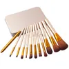 N3 12st/Set Makeup Brush Professional Cosmetic Facial Brush Kit Metal Box Face Powder Brushes