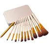 N3 12Pcs/set Makeup Brush Professional Cosmetic Facial Brush Kit Metal Box Face Powder Brushes