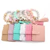 Silicone Beaded Wristlet Keychain Bracelet Leather Tassel Wallet Bangle Colors Keyrings