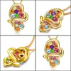 Pendant Necklaces Pendants Jewelry Mengyi Fashion Lovely Golden Butterfly Necklace Inlaid With Mti-Col Dhjv3