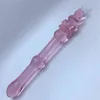 Nxy Dildos Dongs Kaninchen Rosa Kristallglas Masturbator Realistischer Dildo Penis Großer G-Punkt Anal Butt Plug Erwachsene Sexspielzeug für Frau Weiblich 220511