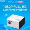 T10 1080pフルHDポータブルアンドリオードテレビプロジェクターとスピーカーHifiステレオスマートシネマビデオプロジェクターホームシアター