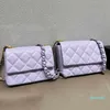 Womens Luxo Mini Flap Bags Cor Sólida Couro Genuino Crossbody Designer Bolsas Bolsas Multi-Color Cadeia Timeless Diamond Quilted 2022