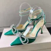 2022 Frühjahr Sexy Sandalen Römische Schuhe Schleifen Strass High Heels Spitzschuh Glänzende Göttin Super Stilettos Bankett Feenschuhe 35-42