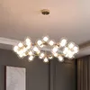 Pendantlampor Creative Ring/Straight Strip Magic Bean Glass LED Chandeliers Residential/Commercial/Office/School Lighting Fixture Chandeli