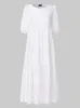 Robe d'été Vintage Sexy lanterne manches mi-mollet robe plage bohème femmes été robe d'été VONDA décontracté robe surdimensionné 220530
