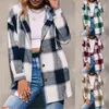 Women's Jackets Womens Thickened Overcoat Classic Color Block Plaid Hooded Cardigan Long Sleeve Button Down Coat Jacket OutwearWomen's