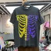 メンズTシャツヘビーファブリックカピタルブランドヴィンテージTシャツ男性女性品質カシューフラワースケルトン印刷カジュアルTシャツトップ