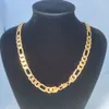 Collier chaîne à maillons Figaro italien 14 carats 10 mm plaqué or fin massif 21" pour homme ou femme