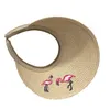 Berets BomHCS Women Summer Embroidered Sunhats Straw Empty Top Beach Cap Clip-On Large Wide Brim UV Protection Breathable Sun Visor HatBeret