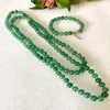 Collier et bracelet long en jade vert