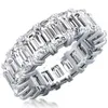 Bagues de cluster Eternal 925 Sterling Silver Pave Emerald Cut Simulé Diamant Pour Femmes Fiançailles Bande De Mariage Bague BijouxCluster Rita22