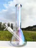 10 pouces Triangle métallique arc-en-ciel narguilé verre Bong recycleur tuyaux eau Bongs tuyau de fumée 14MM bol