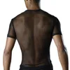 Men's T-Shirts Sexy Men Super Thin Mesh T Shirt Short Sleeve Transparent Perspective Tops Underwear T-shirt Breathable See Through Tee Tshir