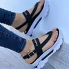 Zomer plus size dames sandalen ontwerper wig hiel clip teen flip flops buckle visgraat Romeinse schoenen