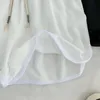 레이스 업 캐주얼 한 여름 반바지 여성 단순한 탄성 슬림 스트레이트 반바지 레이디 패션 해변 하이 허리 블랙 흰색 반바지 여성 220525