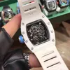 Luxury Mens Mechanics titta på Richa Milles armbandsur mekanisk RM055 -serie vinfat r keramik ihålig lysande band trend vers