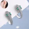 Hoop & Huggie Women's Fashion Cassiopeia Snake Earrings Micro Crystal CZ Stone Round Circle Geometric Earring Huggies Punk Trendy Jewelr
