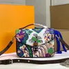 Alta qualidade saco do mensageiro metis bolsa feminina crossbody sacos de couro genuíno clássico carta floral impresso totes 01