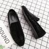 QUAOAR Men's Rhinestones Dress Shoes Luxury Italian Style Fashion Men Formal Shoes Nightclub Wedding Dress Formal Loafers 220321