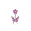 Papillon nombril anneau acier chirurgical nombril Piercing haltère rose ventre barre Nombril Ombligo pour femmes fille corps bijoux