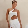 Women's Swimwear Women Sexy Hollow-out Swimsuit Bikini Rompers Soild Color Backless Off-Shoulder No-Sleeve Sling Bandage Beachwear 2022