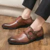 Zapatos Oxford con cadena de Metal de retazos de moda Retro británica para Hombre, mocasines para boda, graduación, fiesta de bienvenida, calzado para Hombre