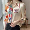 Mode satijn ol shirts dames zijden blouses zomerveer casual losse lange mouw zijden tops blusas mujer 210401