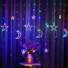 Strings Coquimbo LED String Lights Star Moon Curtain Light Warm/Colorful EU/US/UK Plug Waterproof 2.5M Fairy For ChristmasLED