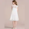 Girl's Dresses A-Line Knee Length Flower Girl Party Tulle Sleeveless Jewel Neck With Appliques