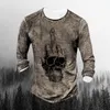 Herren T-Shirts 3D Langarm Bedrucktes T-Shirt Herrenmode Frühling Dünnes Street Top Retro Plus Size Shirt Europäische und amerikanische Kleidung