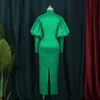 Günlük elbiseler artı beden parti kadınlar moda şişirme kolu katı gece elbise zarif yeşil kadın elbise Afrika kıyafetleri