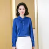 Women's Blouses & Shirts Spring And Autumn Korean Fashion Original Solid Color Streamer Slim Long-sleeved Shirt Women's Overalls Tops Pl