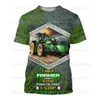 Nome personalizado Excavator Tractor FAMER ART 3D Impresso T-shirt de alta qualidade Summer Round Men feminino Casual Top 9 220619