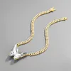 Хип -хоп ювелирные изделия роскошные полные алмазные кубинские звенья цепь бабочки подвесные ожерелья Unisex Lict Out Bling Chains Мужские ожерелье женское теннис