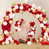 赤い白いバルーンガーランドアーチキットゴールドシミュレーションバレンタインベビーシャワーのための紙吹雪のバロンが残る結婚式の誕生日パーティー装飾0614