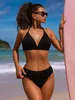2022 Sexy V-Ausschnitt Bikini Hohe Taille Bademode Damen Badeanzüge Push Up Biquini Gerippte Badeanzüge Bikinis Set Zweiteilige Bikinis Beachwear