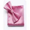 Fashion Solid Gold Mens Silk Bow Ties For Men Bowtie With Match Pocket Square 2pcs Set 8CM Colour Cravate CR052 W220323